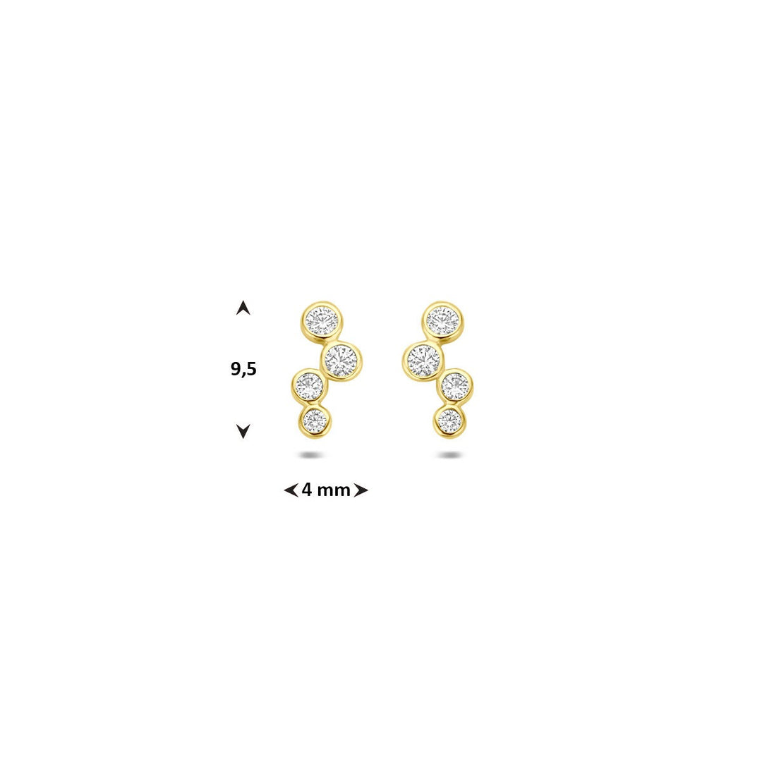ear studs zirconia 14K yellow gold 