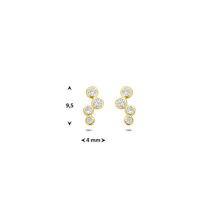 ear studs zirconia 14K yellow gold 