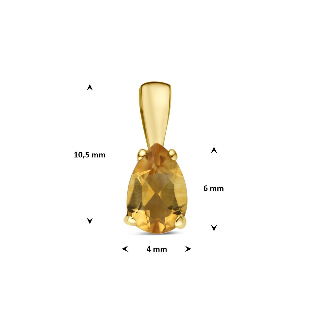 14k Geelgouden hanger met citrien