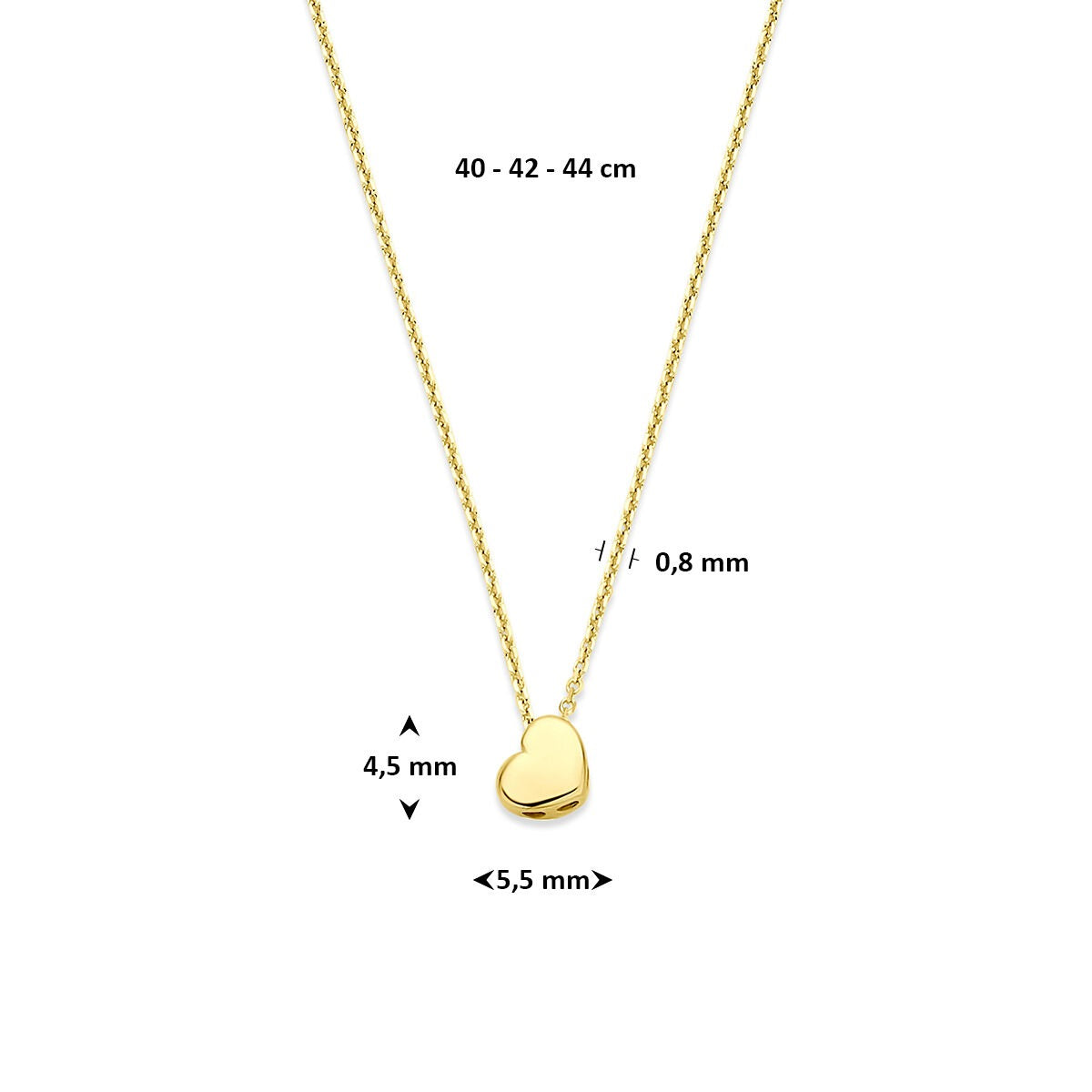 14k Geelgouden ketting met hartje