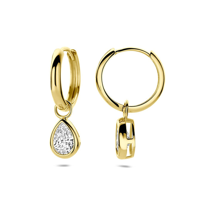Gouden oorringen met zirkonia – 9k geelgoudkleurig