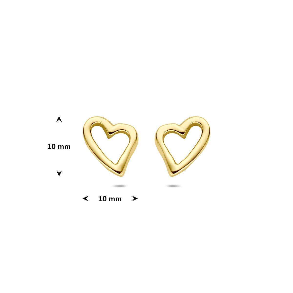 14k Geelgouden oorknoppen met hartje 10 mm