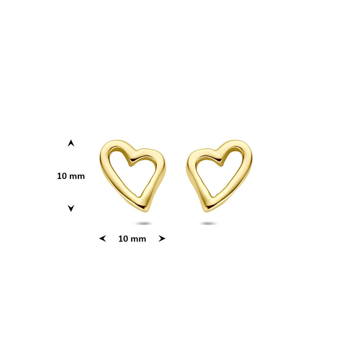 14k Geelgouden oorknoppen met hartje 10 mm