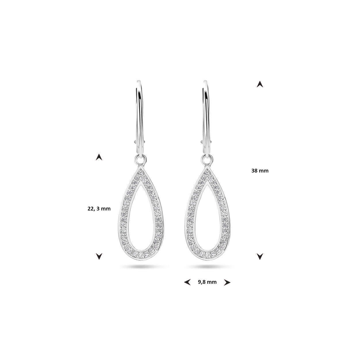 earrings zirconia brisur hook silver rhodium plated