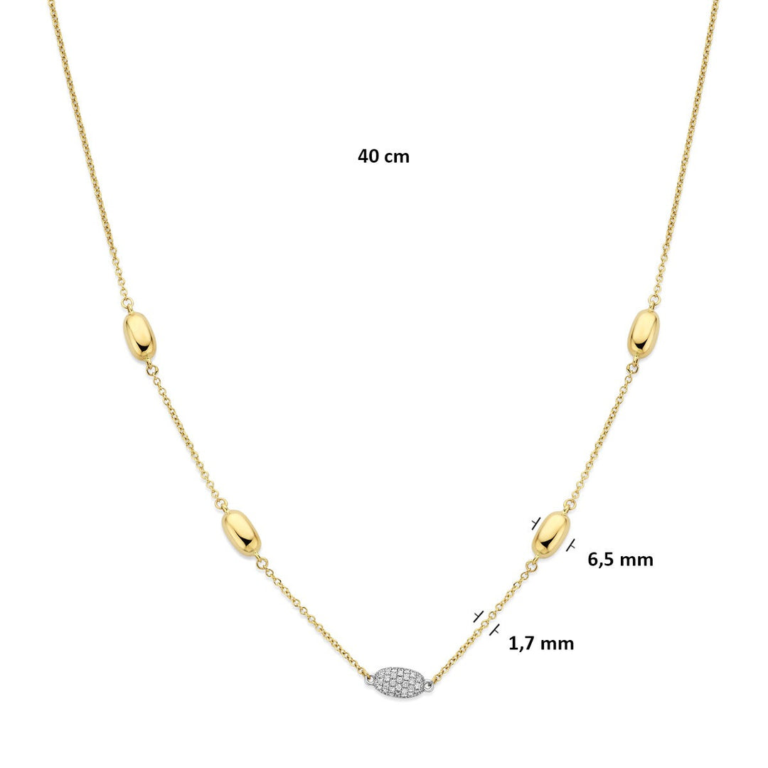 14k Bicolor gouden ketting met diamant 0.80ct