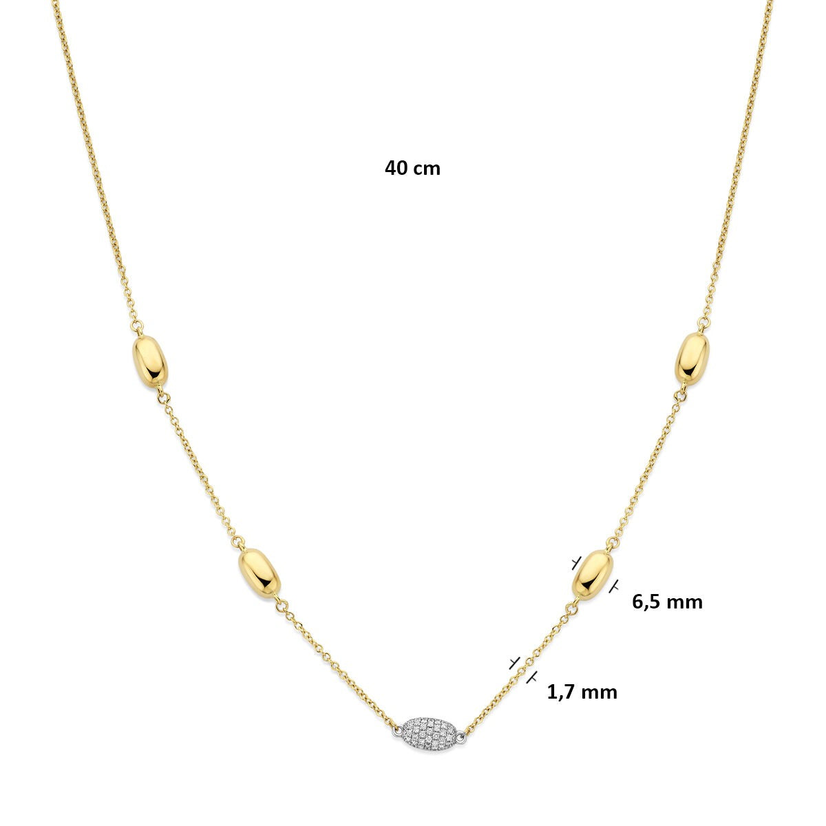 14k Bicolor gouden ketting met diamant 0.80ct