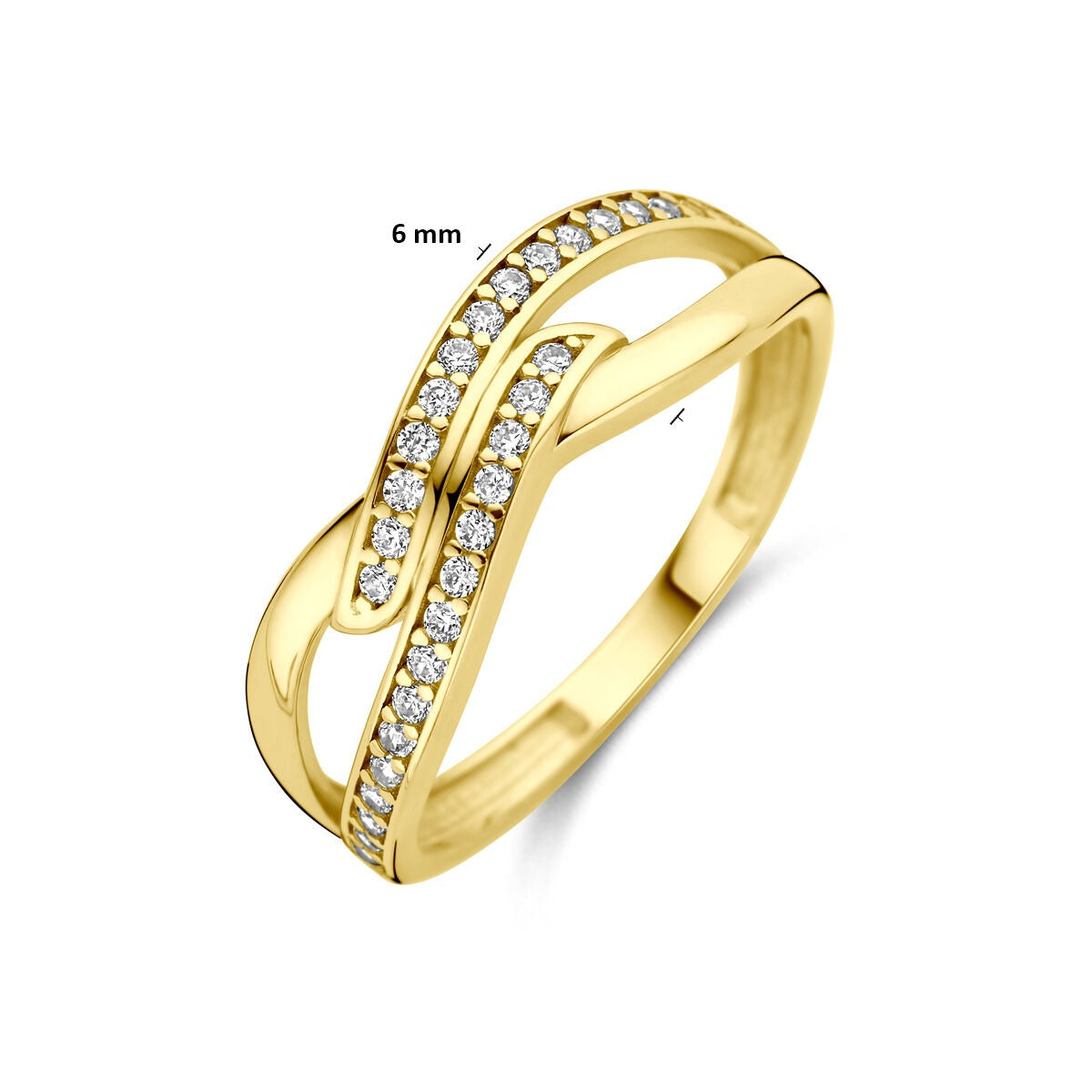 9k Geelkleurig ring zirkonia entourage