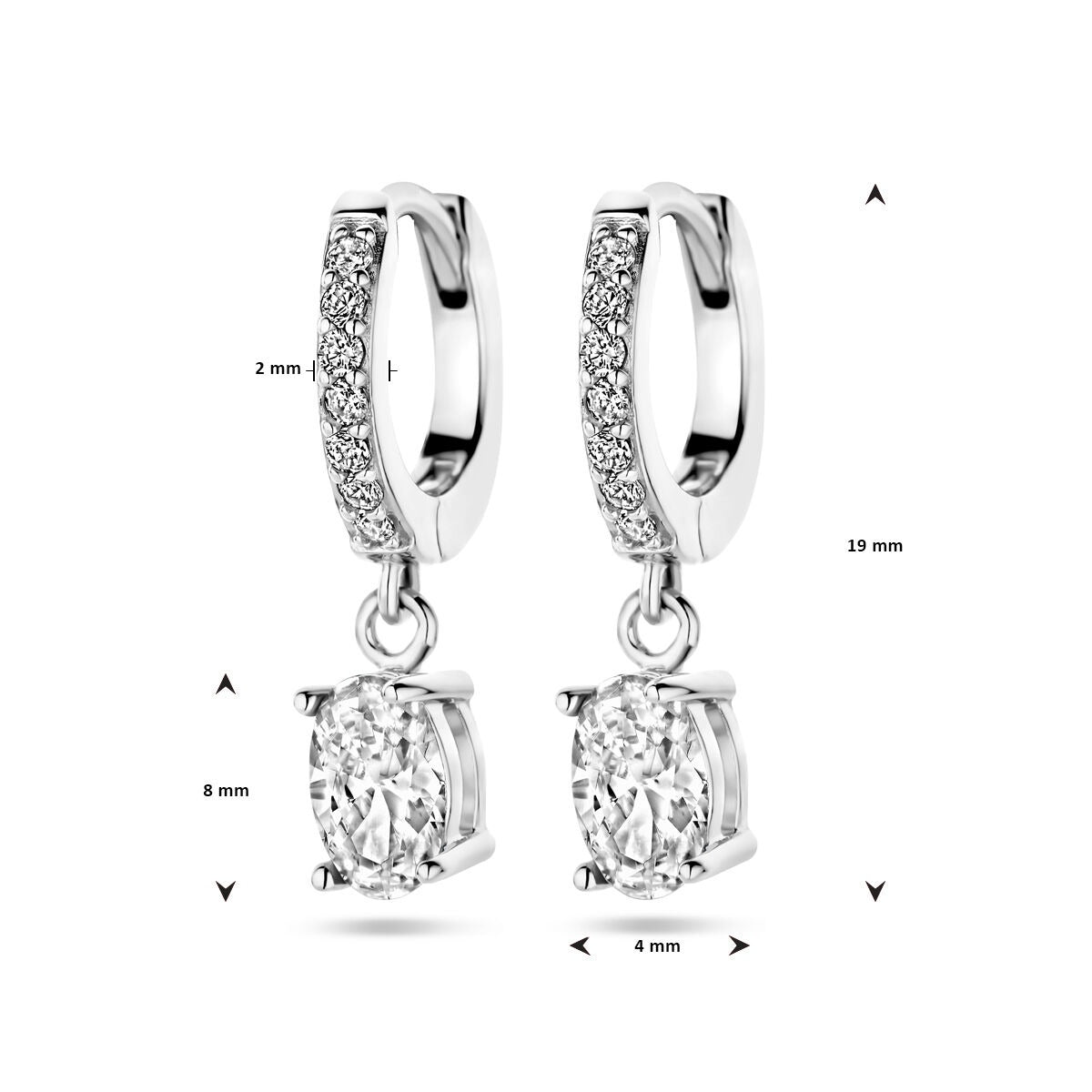 drop earrings zirconia silver rhodium plated