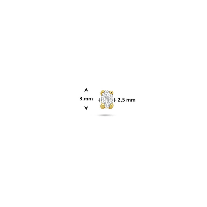 Verguld 925 zilveren flat back piercing met ovale zirkonia