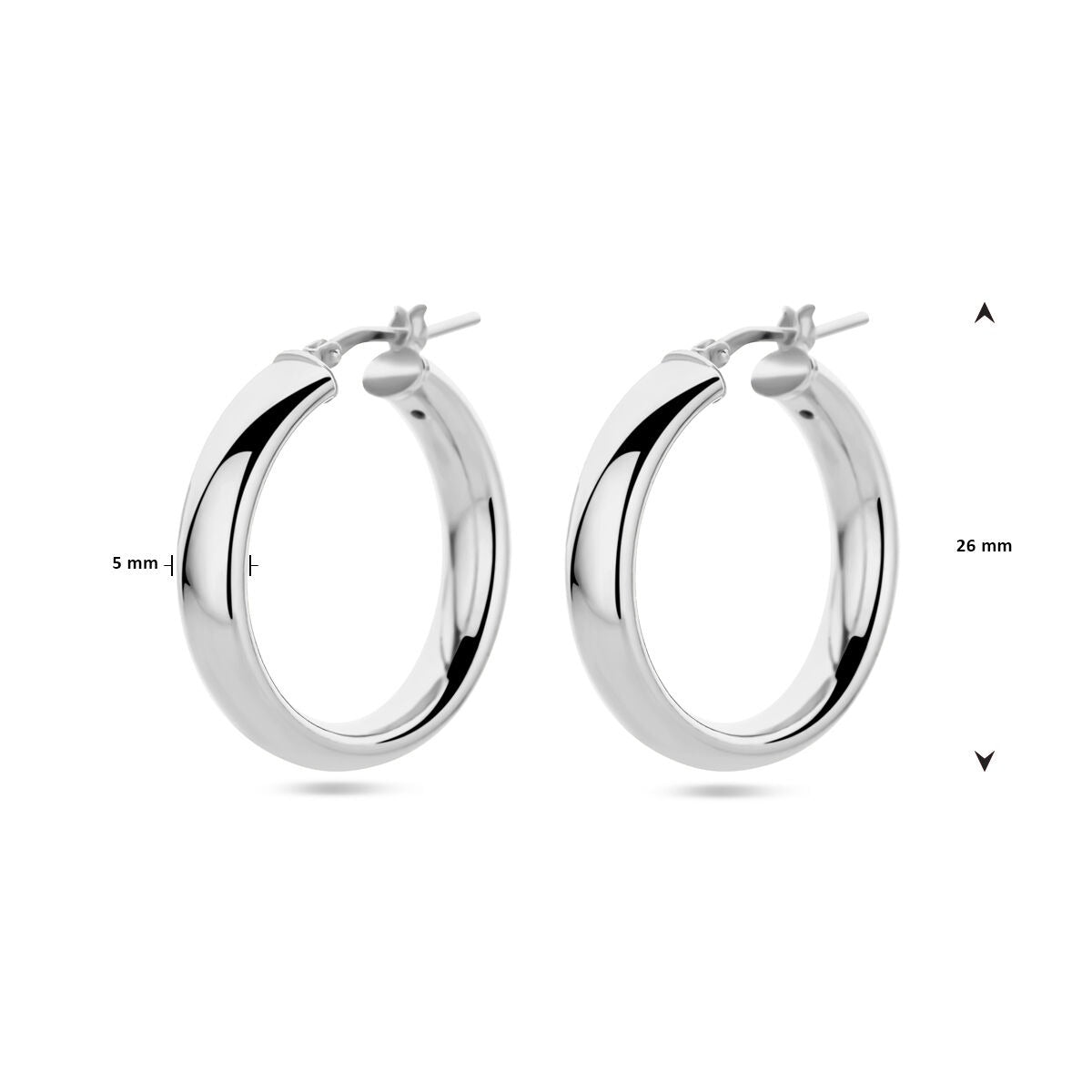 earrings half round tube silver rhodium plated