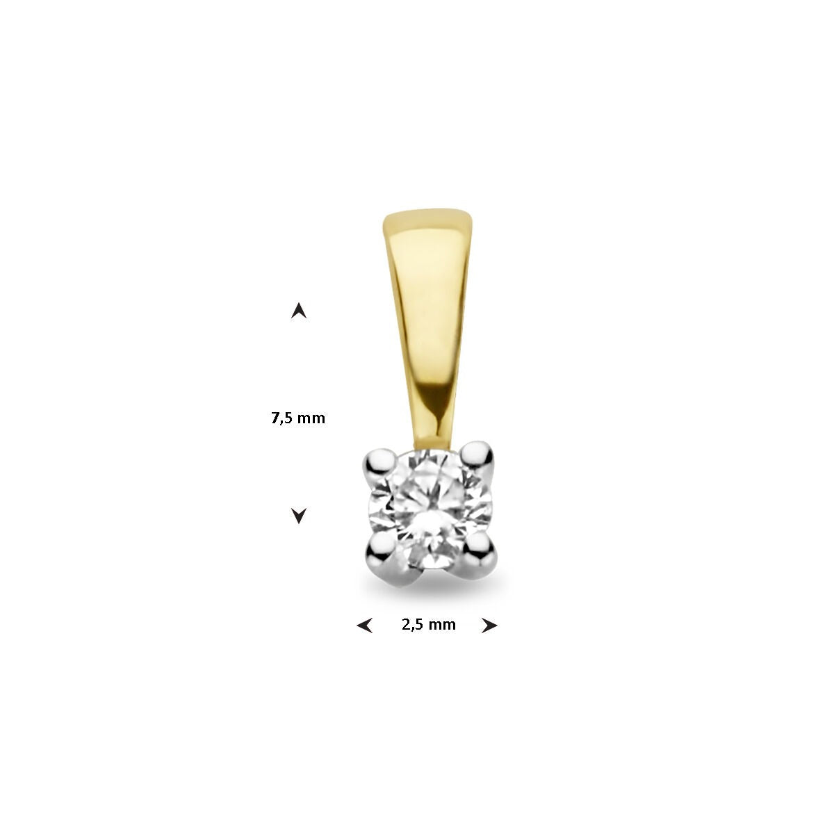 14k bicolor gouden hanger met diamant