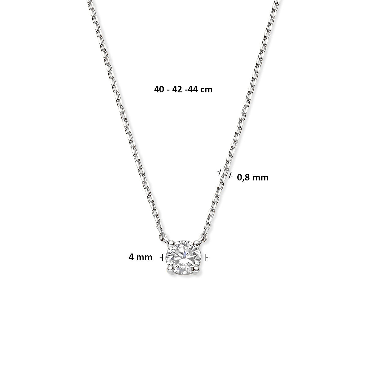 zirconia necklace 40 - 42 - 44 cm 14K white gold