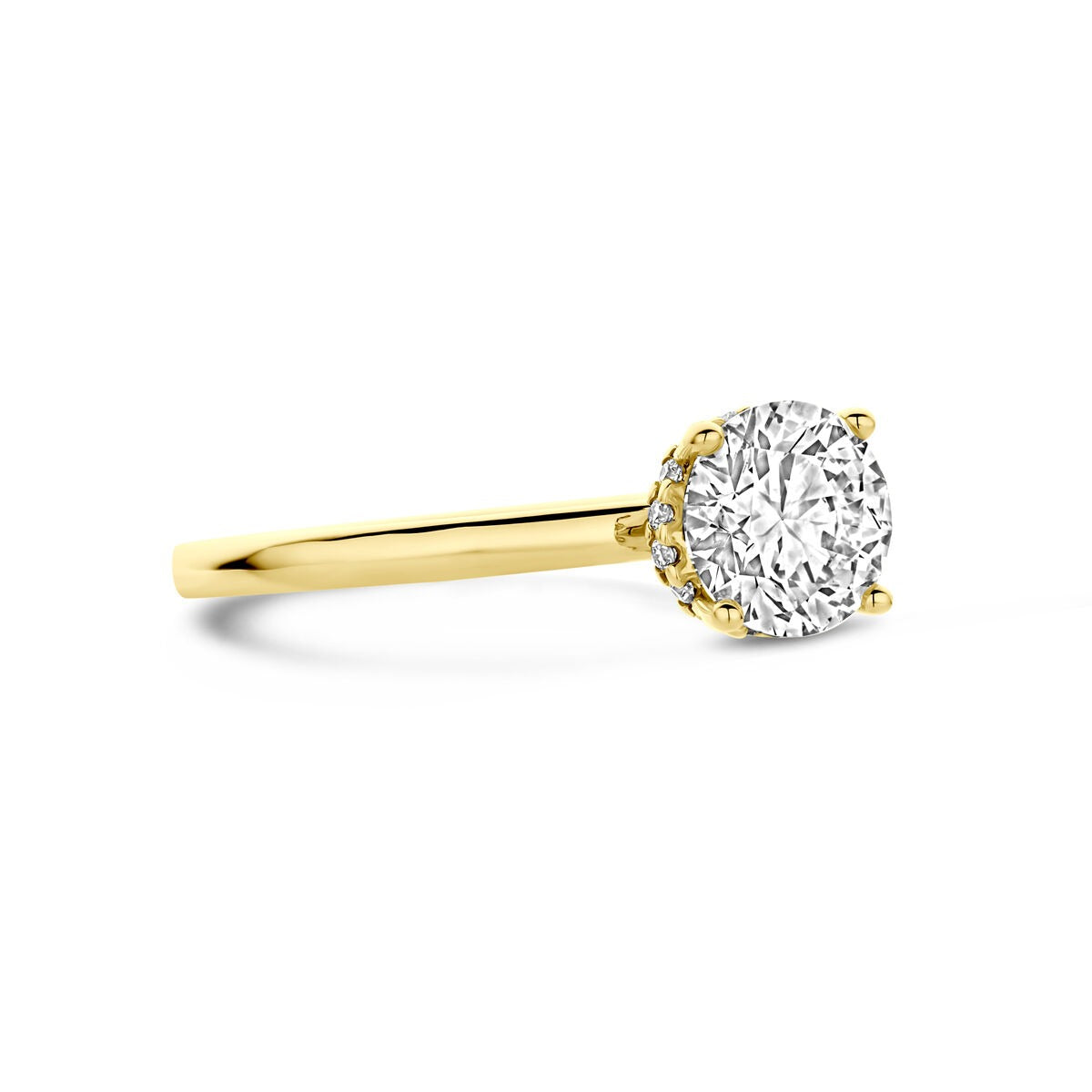 14k Geelgouden ring met lab grown diamant 1.07ct