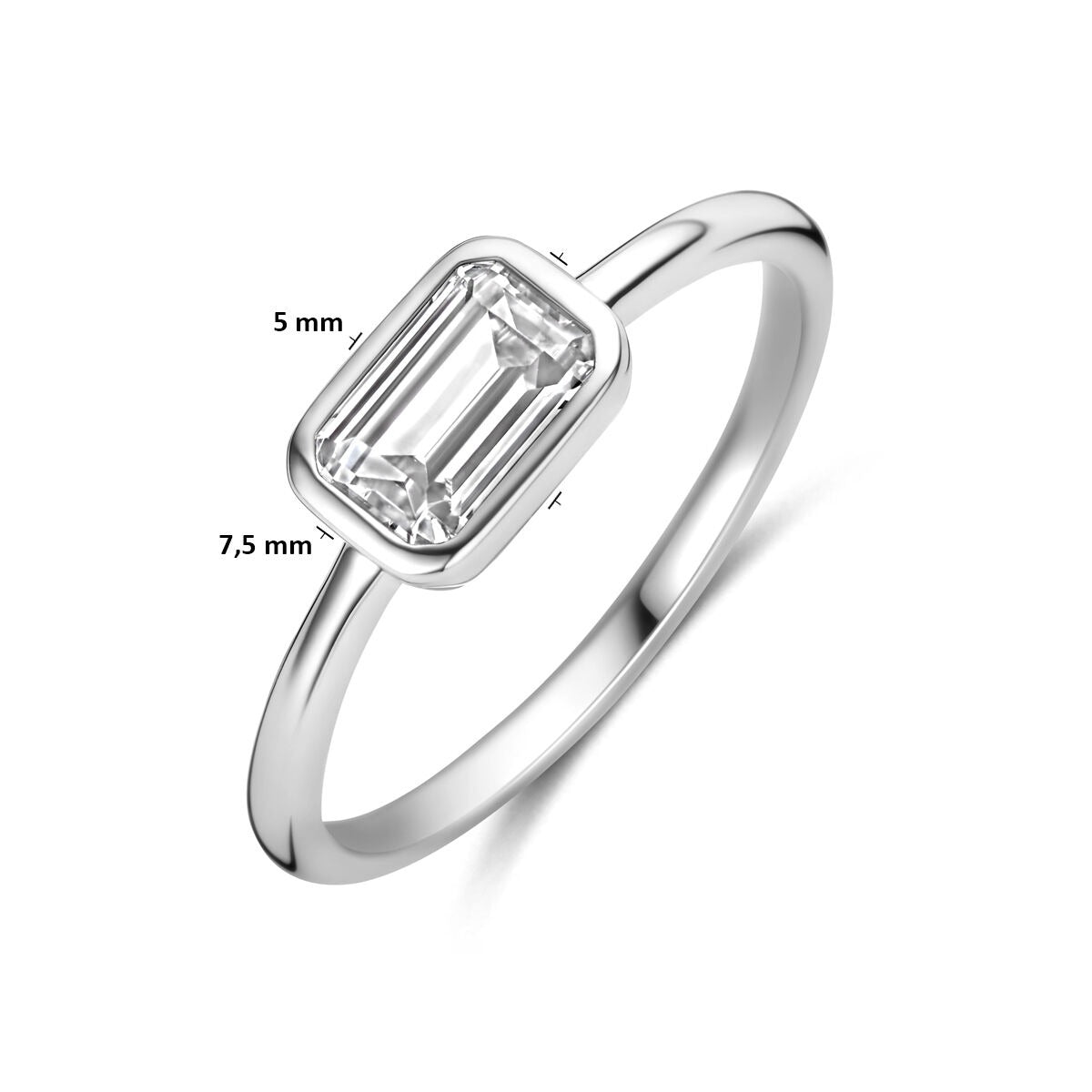 Gerhodineerd 925 zilveren ring met zirkonia