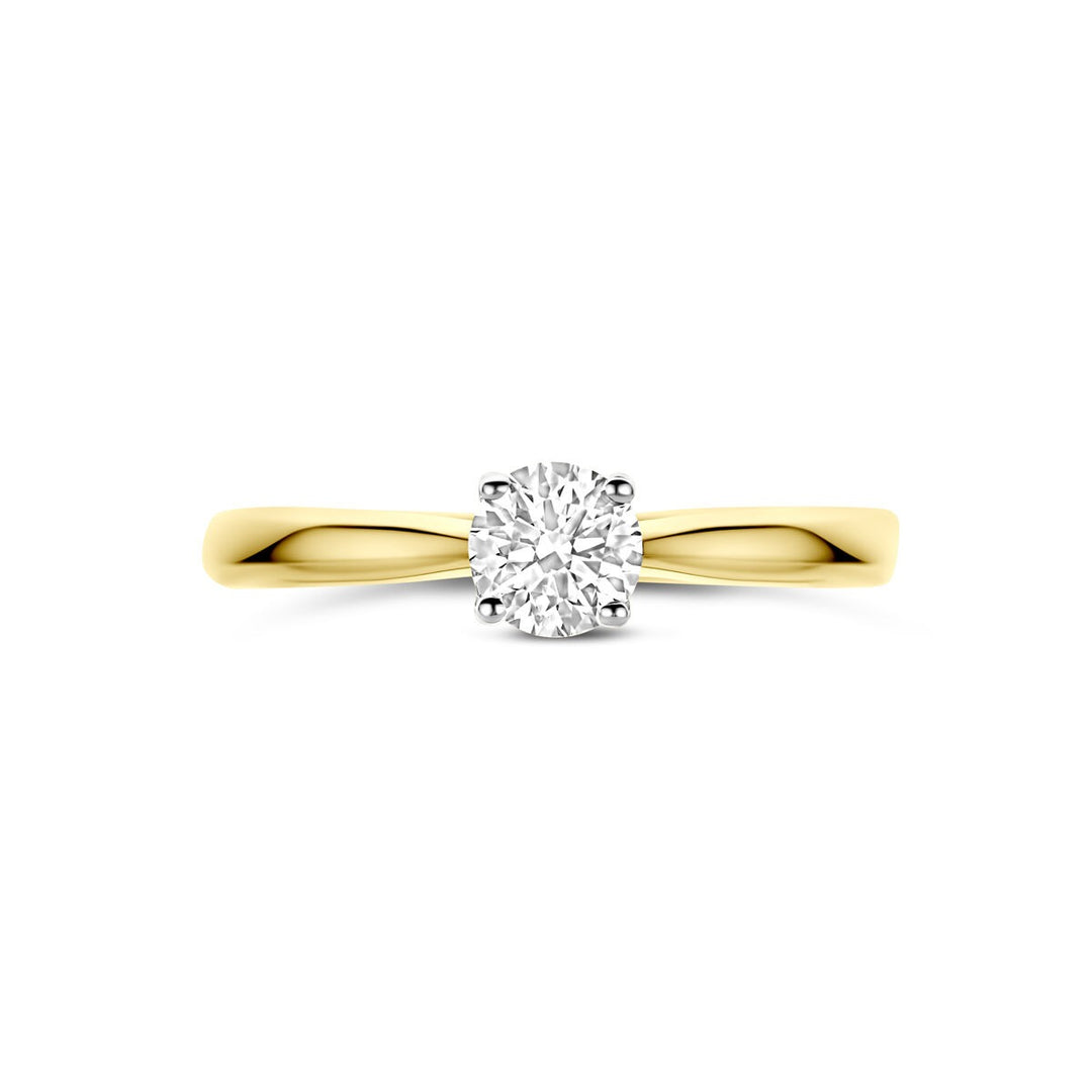 14k Bicolor geel- en witgouden ring met 0.50ct lab grown diamant