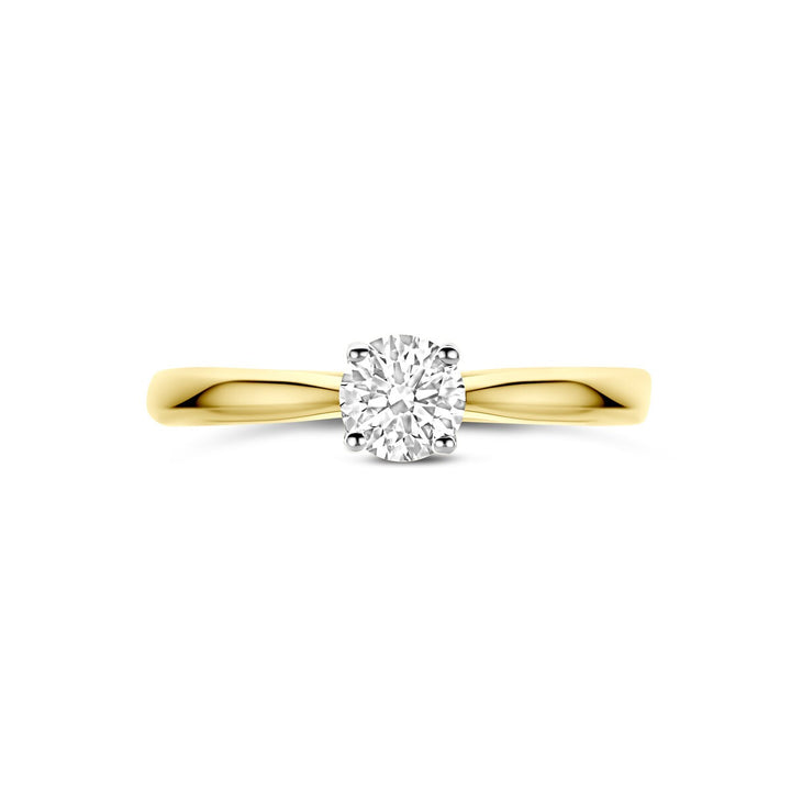14k Bicolor geel- en witgouden ring met 0.50ct lab grown diamant