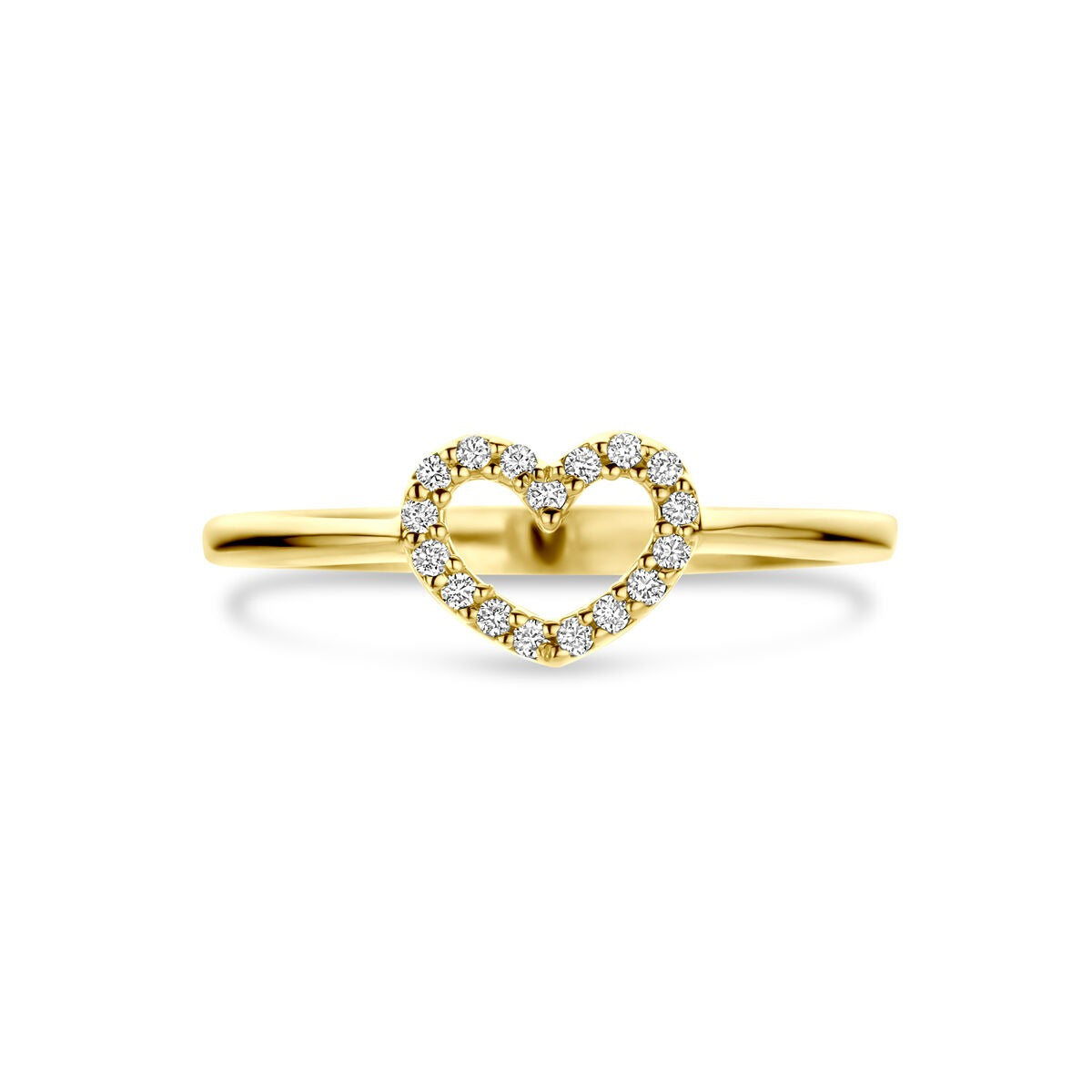 Gouden damesring met hartje en lab grown diamant – 14k geelgoud
