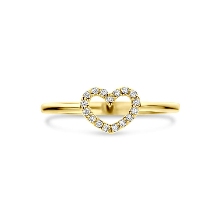 Gouden damesring met hartje en lab grown diamant – 14k geelgoud