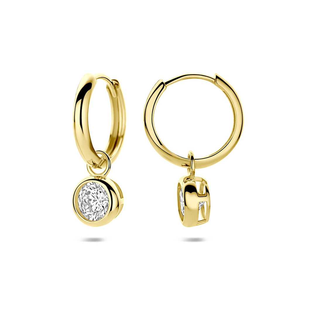 14k geelgouden oorringen met zirkonia – dames