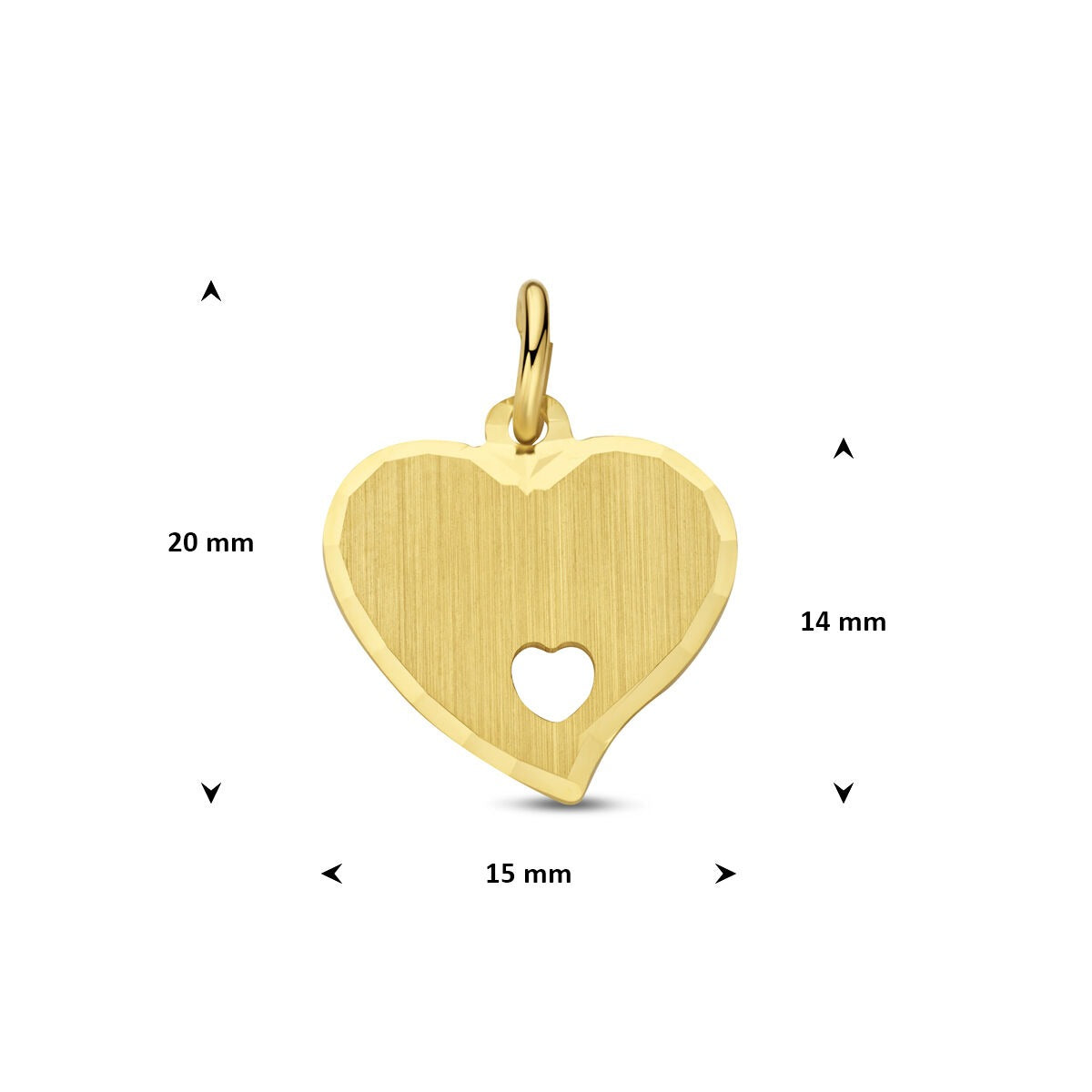 9k Geelgouden hart hanger graveerbaar