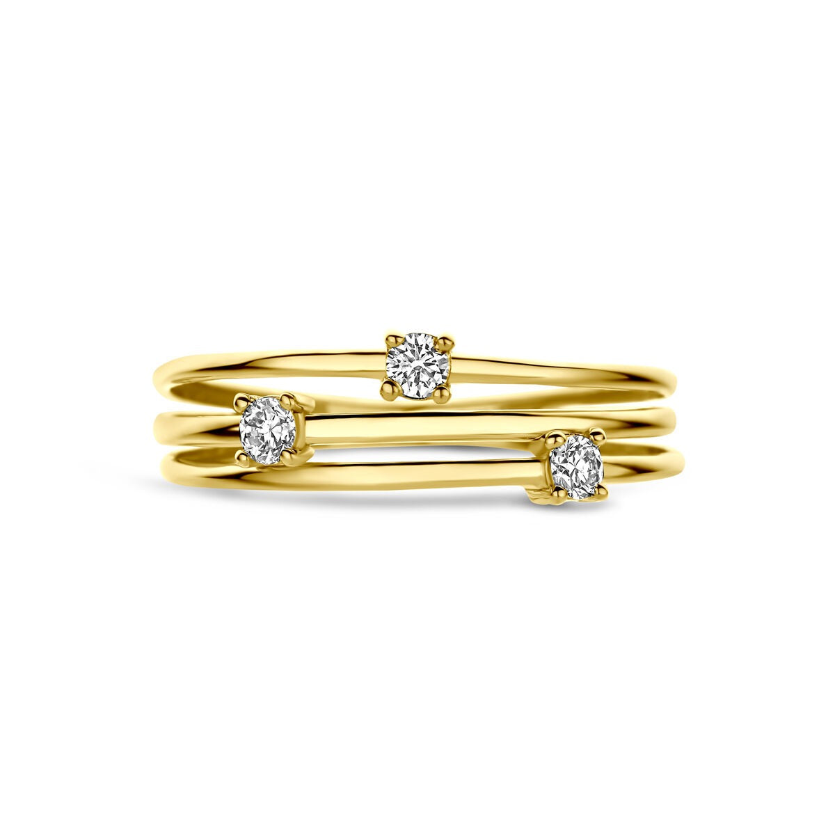 14k geelgouden ring met lab grown diamanten