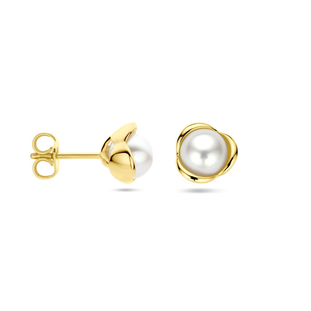 pearl ear studs 14K yellow gold