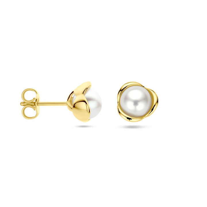 pearl ear studs 14K yellow gold
