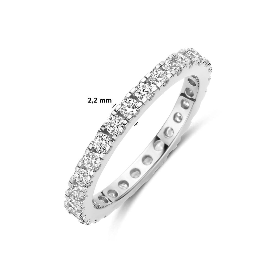 Gerhodineerd 925 zilveren ring met zirkonia 2.2 mm