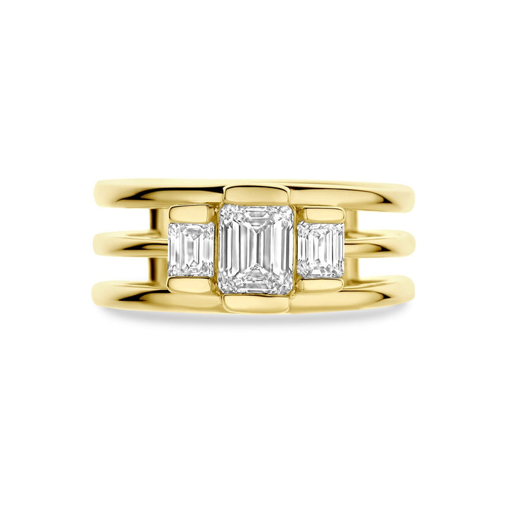 14k Geelgouden damesring met 1.50ct lab grown diamant