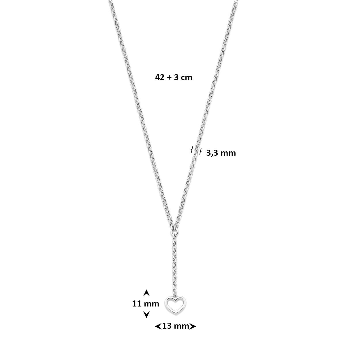 Gerhodineerd 925 zilveren Y-collier met hartje