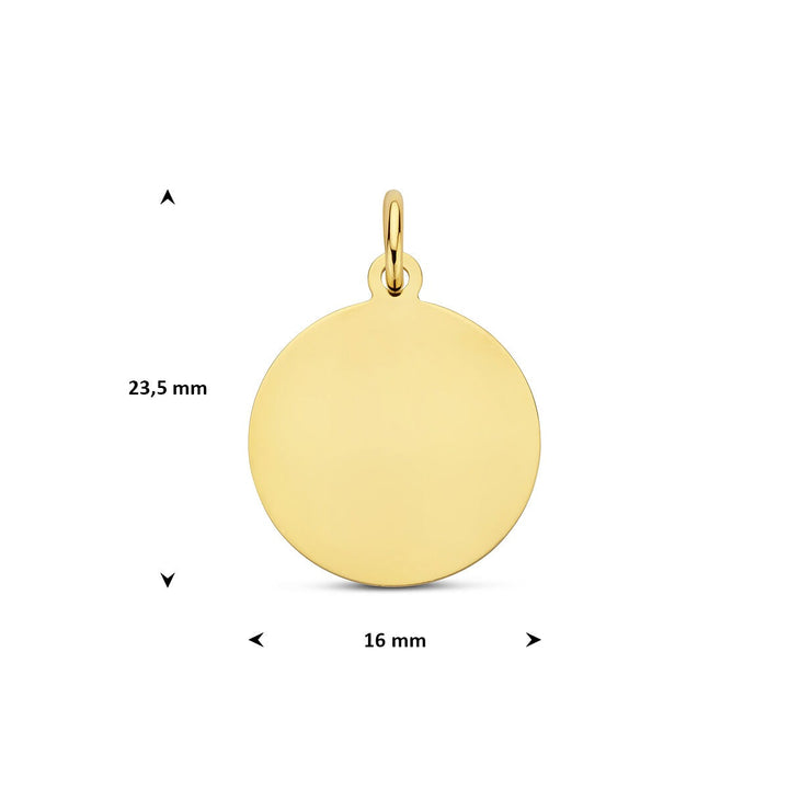 9k geelgouden graveerhanger rond