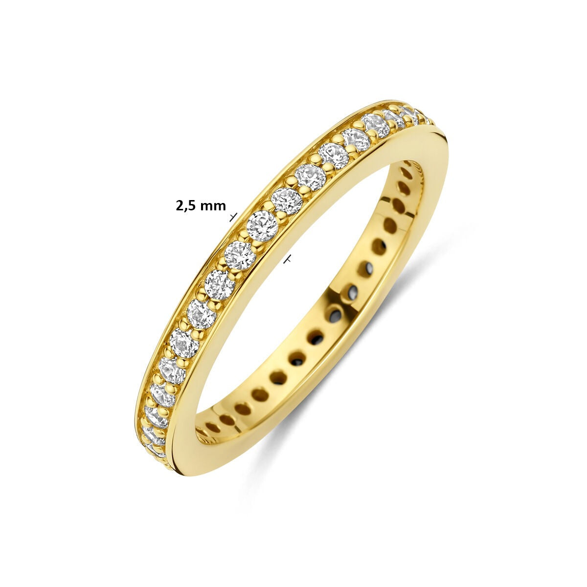 Verguld 925 zilveren ring met zirkonia 2.5 mm