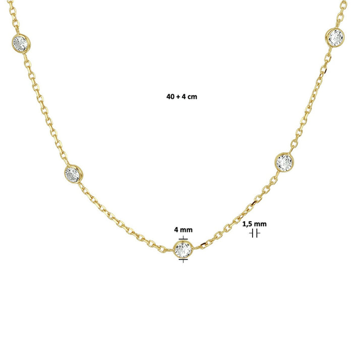 Verguld Zilveren Collier met Zirkonia – 40-44 cm