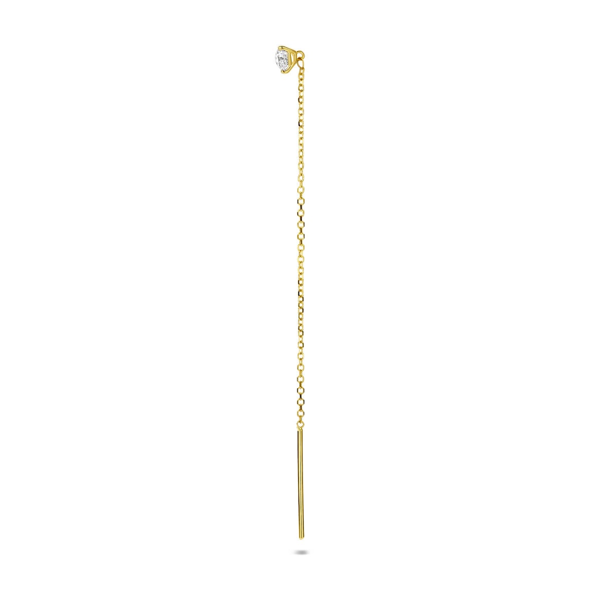 14k Geelgouden doortrekoorbel met lab grown diamant – per stuk verkocht