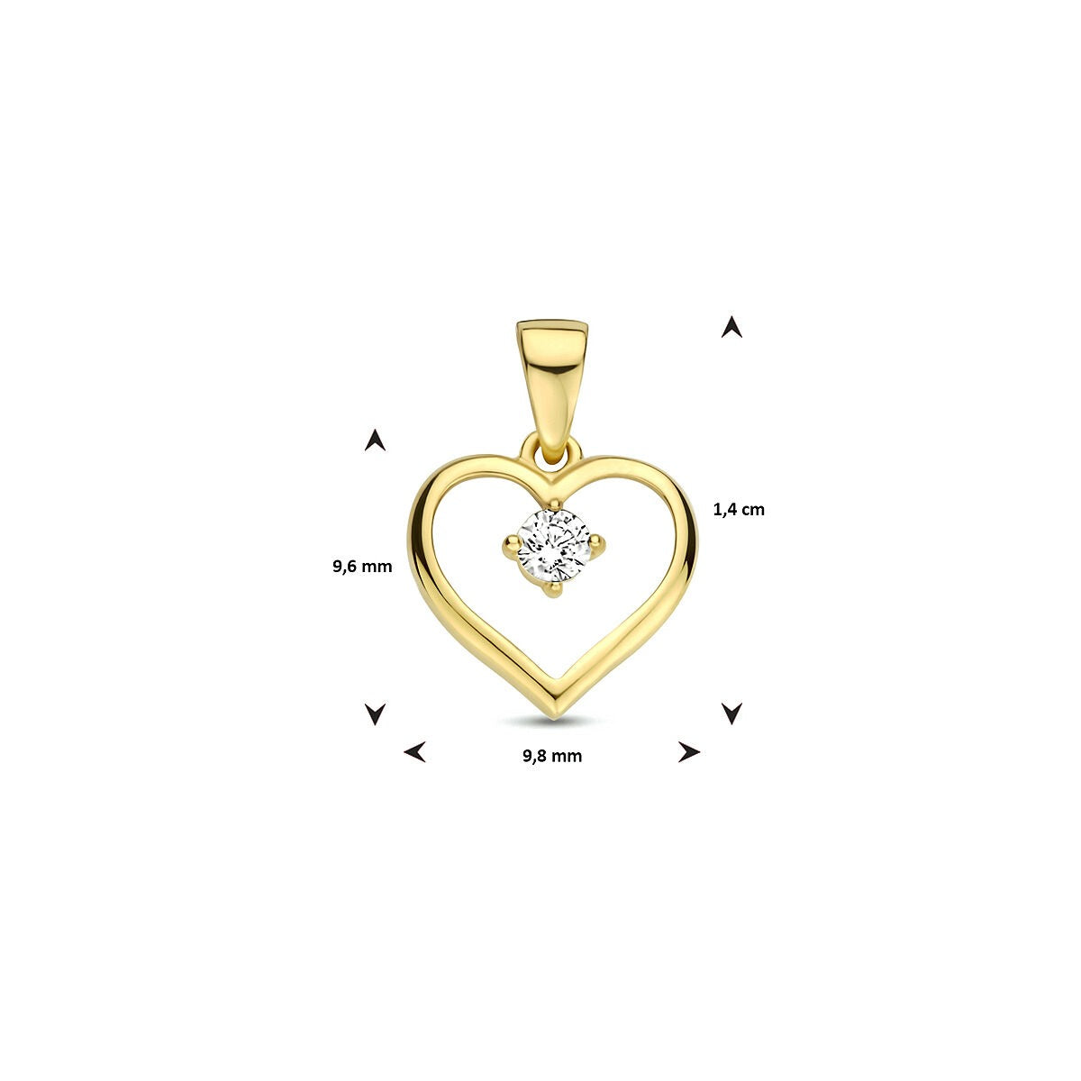 9k Geelgouden Hanger Hart met Zirkonia