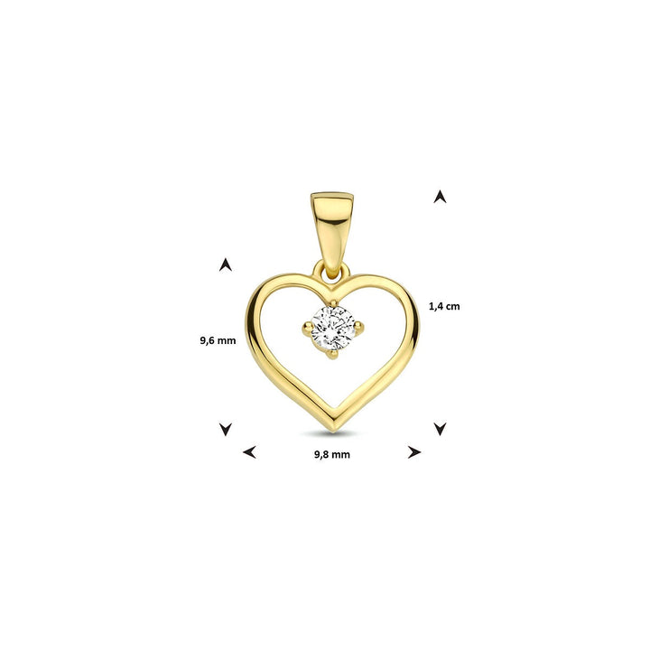 9k Geelgouden Hanger Hart met Zirkonia