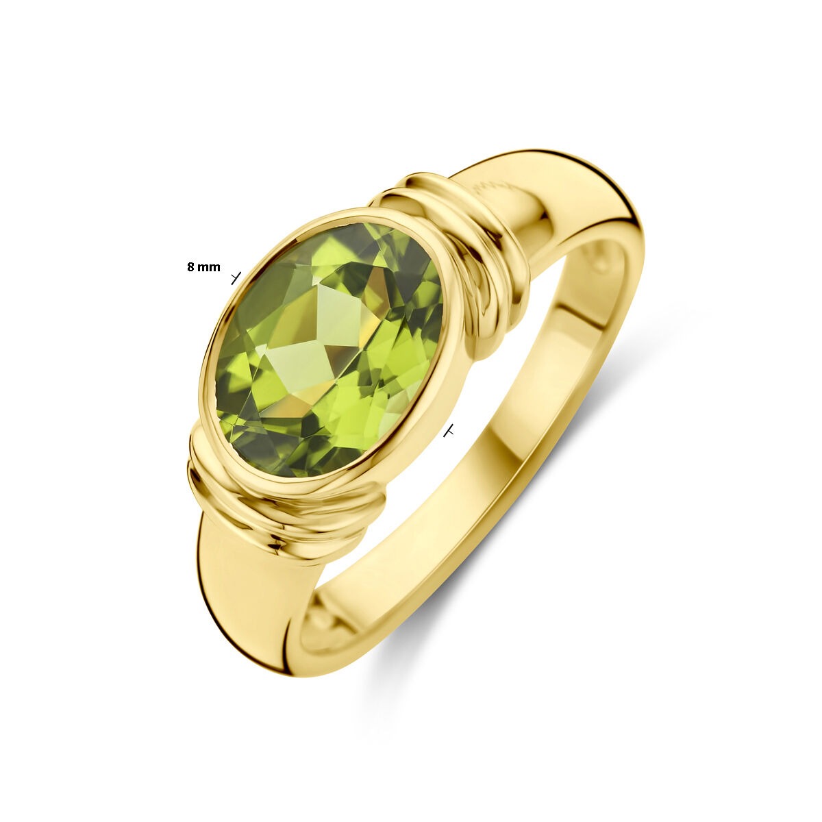 Gouden dames ring – 14k met ovale peridoot