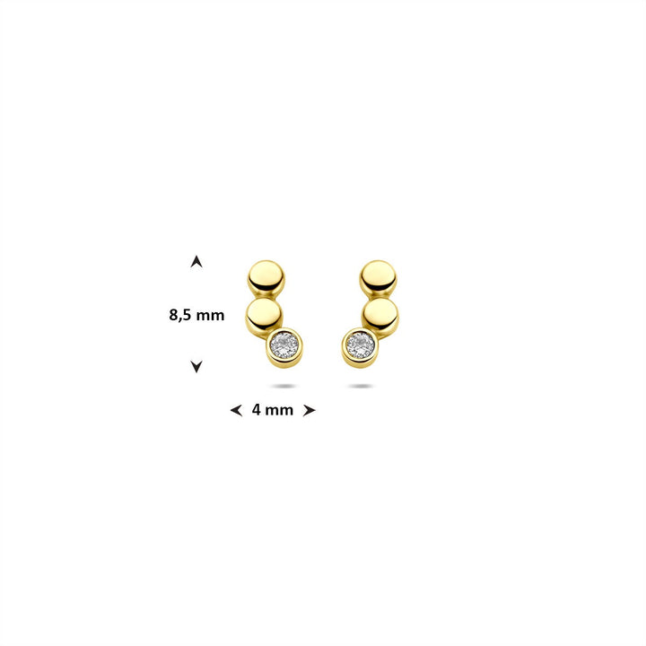 9k geelgouden oorknoppen met zirkonia – 8,5x4mm