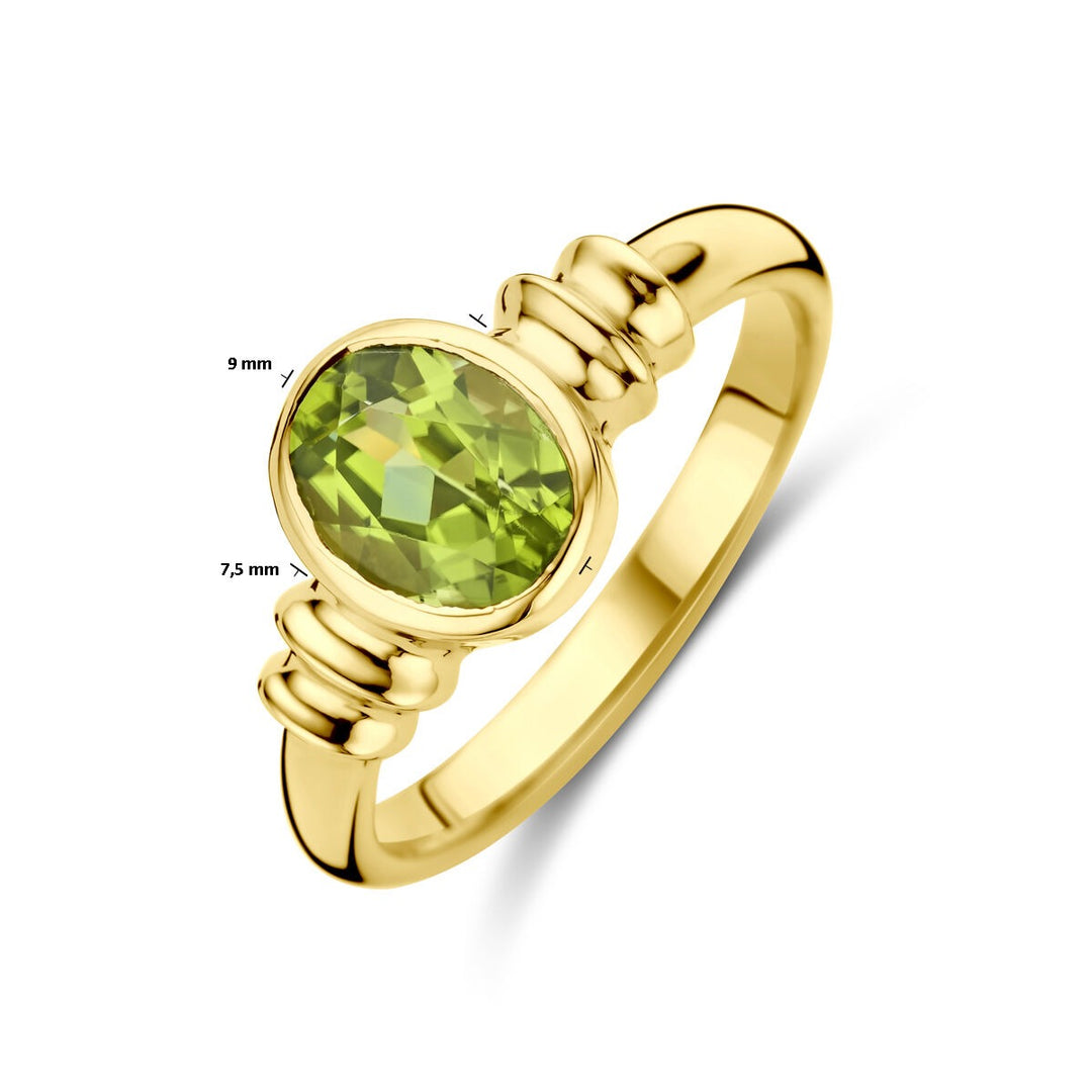 Gouden dames ring – 14k met peridoot in ovale slijpvorm