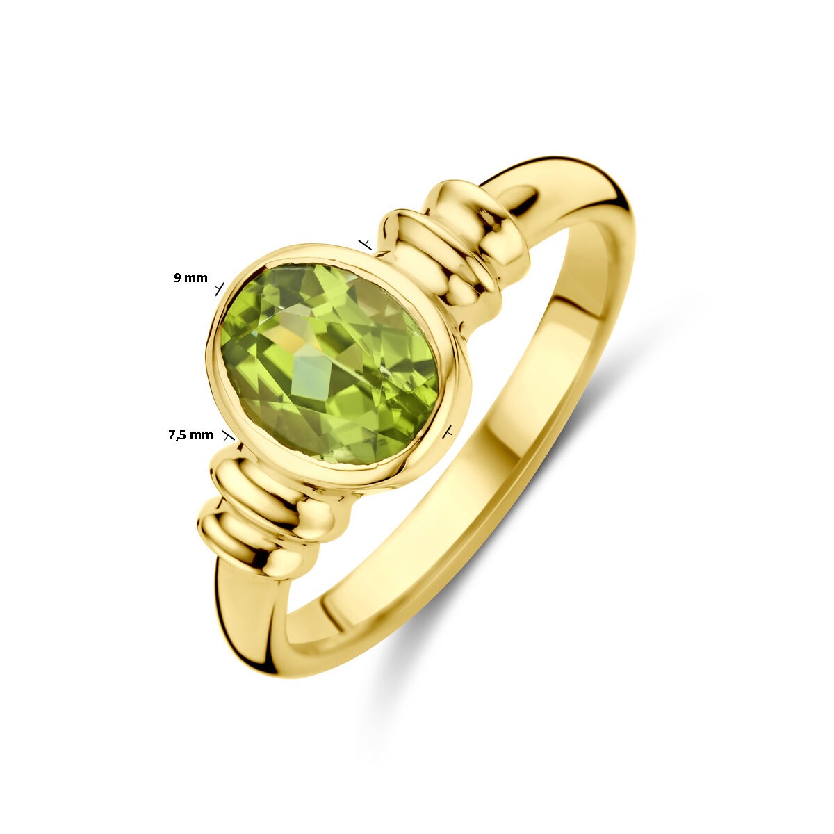 Gouden dames ring – 14k met peridoot in ovale slijpvorm