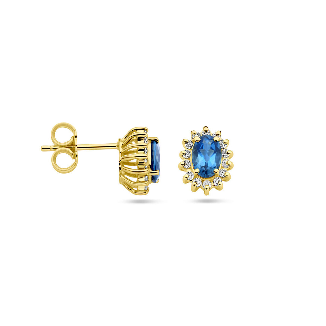 Ohrstecker London Blue Topas und Diamant 0,22 ct (2x 0,11 ct) H SI 14 K Gelbgold