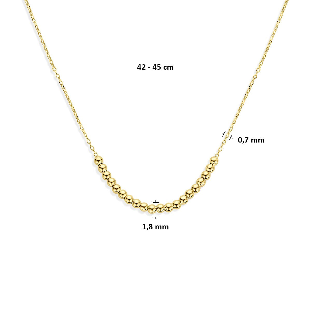 14k Geelgouden collier met bolletjes