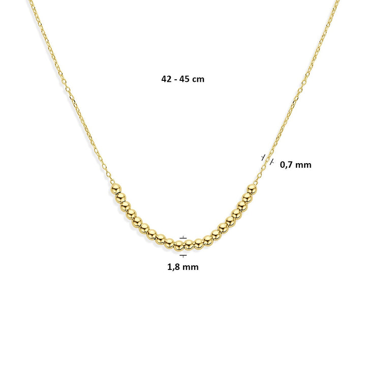14k Geelgouden collier met bolletjes