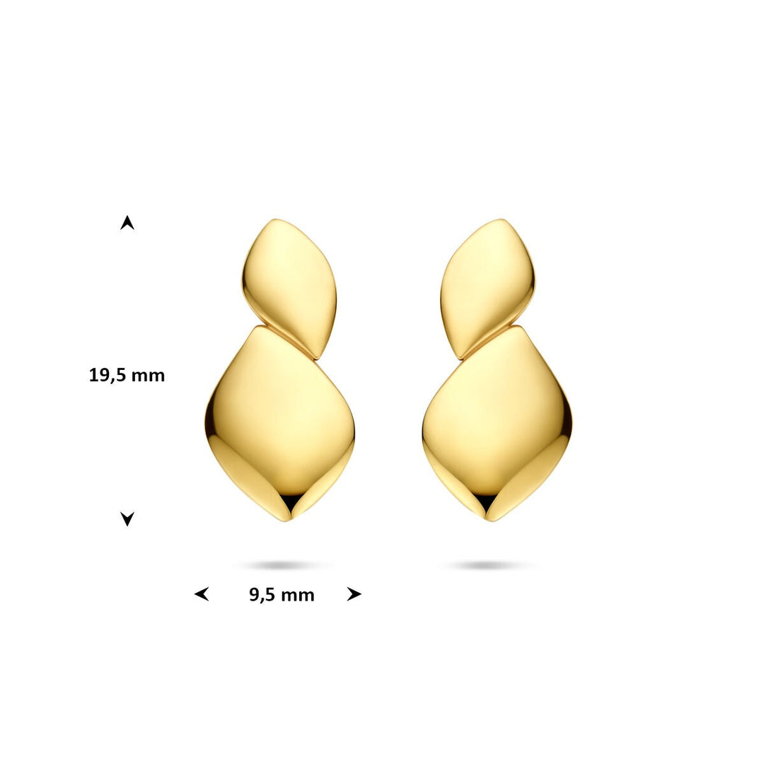 Gouden oorknoppen 14k langwerpig design
