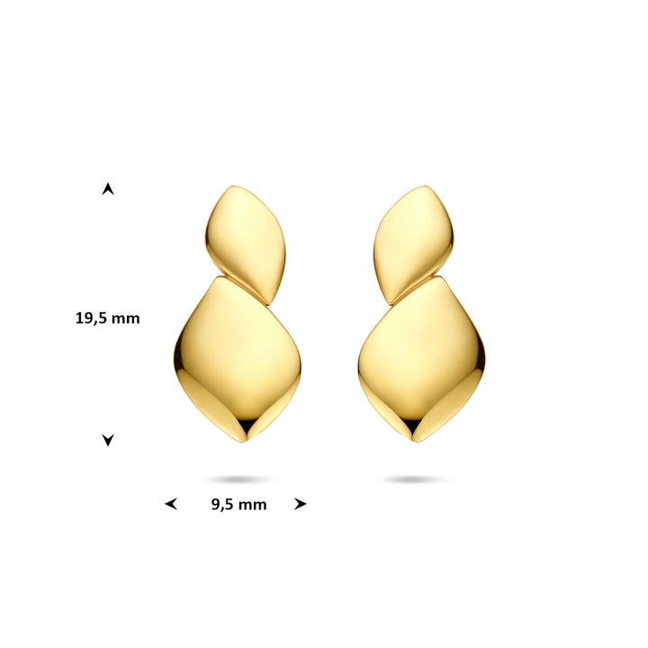 Gouden oorknoppen 14k langwerpig design
