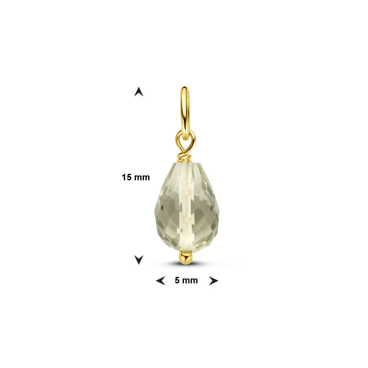 14k Geelgouden Hanger met Groene Amethist – Briolette Geslepen