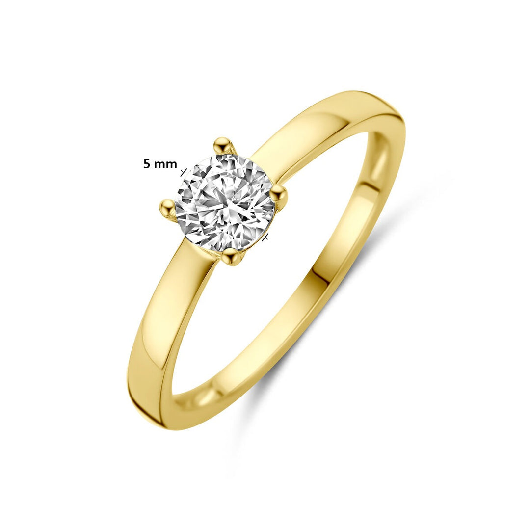 Verguld geel 925 zilveren ring met zirkonia