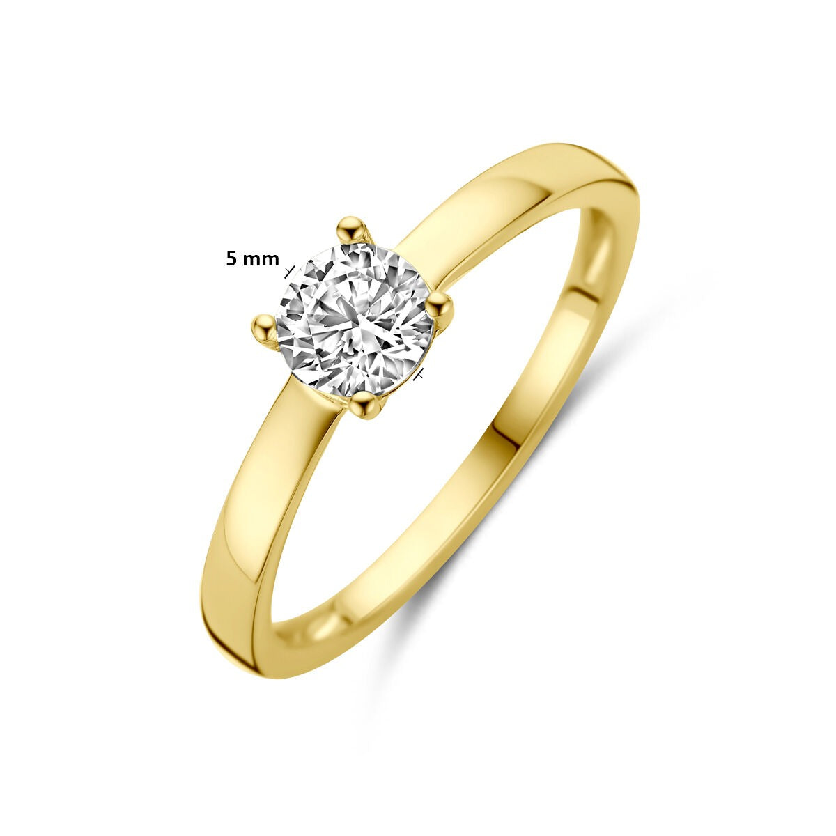 Verguld geel 925 zilveren ring met zirkonia
