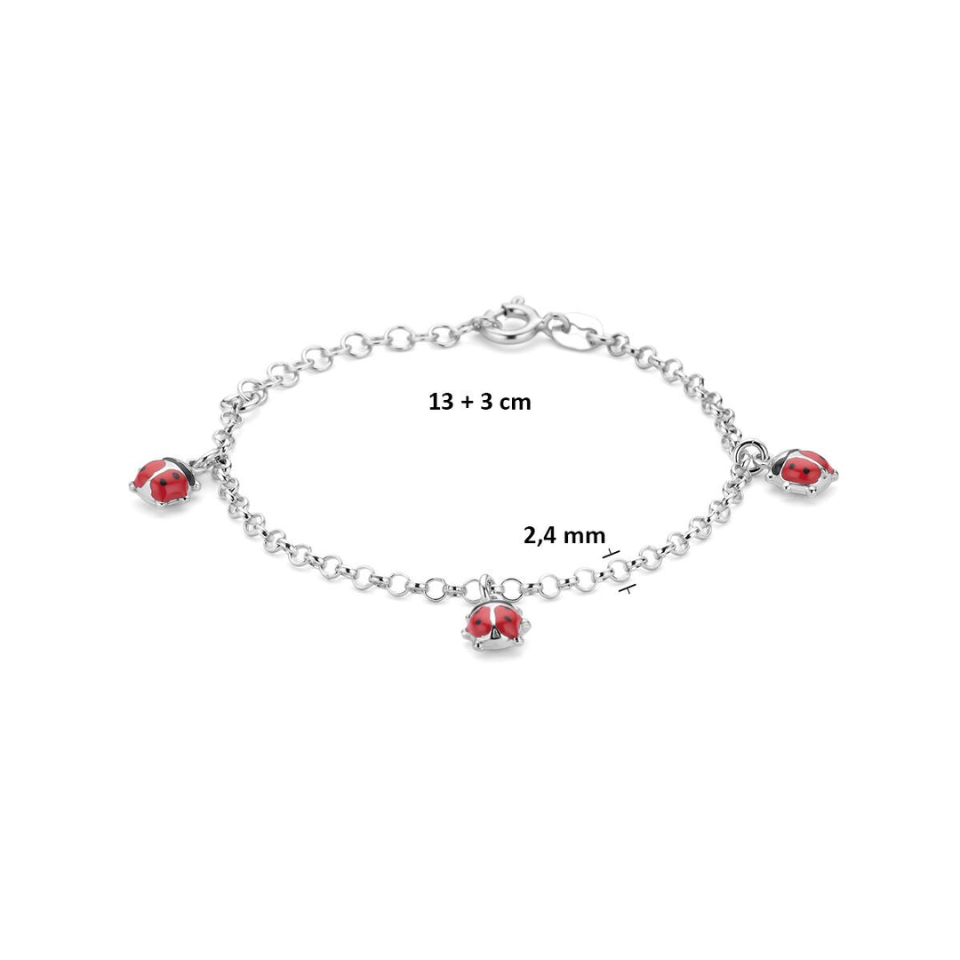 Zilveren kinderarmband met lieveheersbeestjes – gerhodineerd