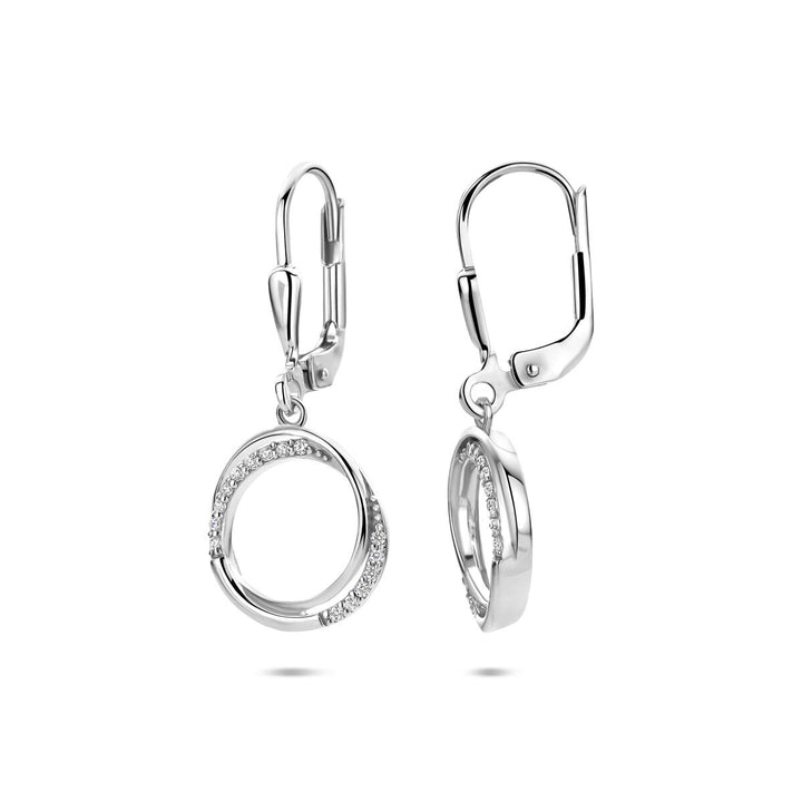 Gerhodineerd zilveren oorhangers met zirkonia rij